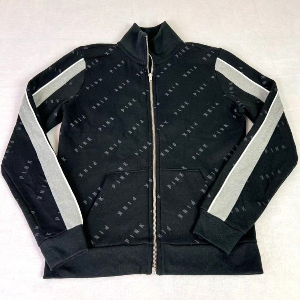 Victorias Secret Pink Jacket Womens XS Black Mock Neck Track Full Zip